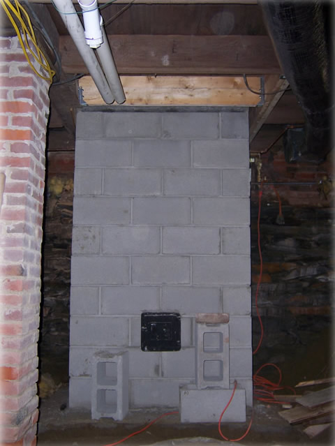 fireplace foundation in basement