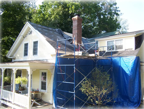 exterior protection during fireplace installation